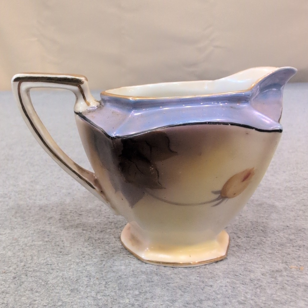 Noritake Hand Painted Lusterware Rose Creamer Vintage Japan Porcelain Gold Trim - Picture 3 of 5